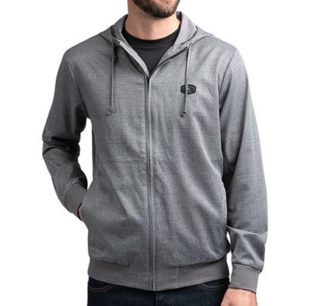 Travis Mathew Modus Operandi Gray Hooded Golf Jacket Stretch Full Zip Size Large
